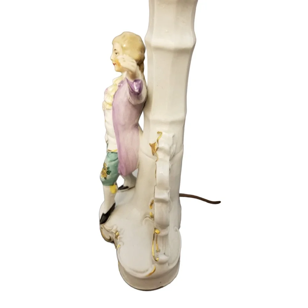 Vintage Victorian Lamp Porcelain Man Figure 10.5 in Height Made in Germany